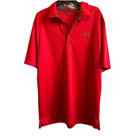 Under Armour Golf Polo Men's XL Tech Performance Loose-Fit RED Shirt 1X TGL - Picture 1 of 8